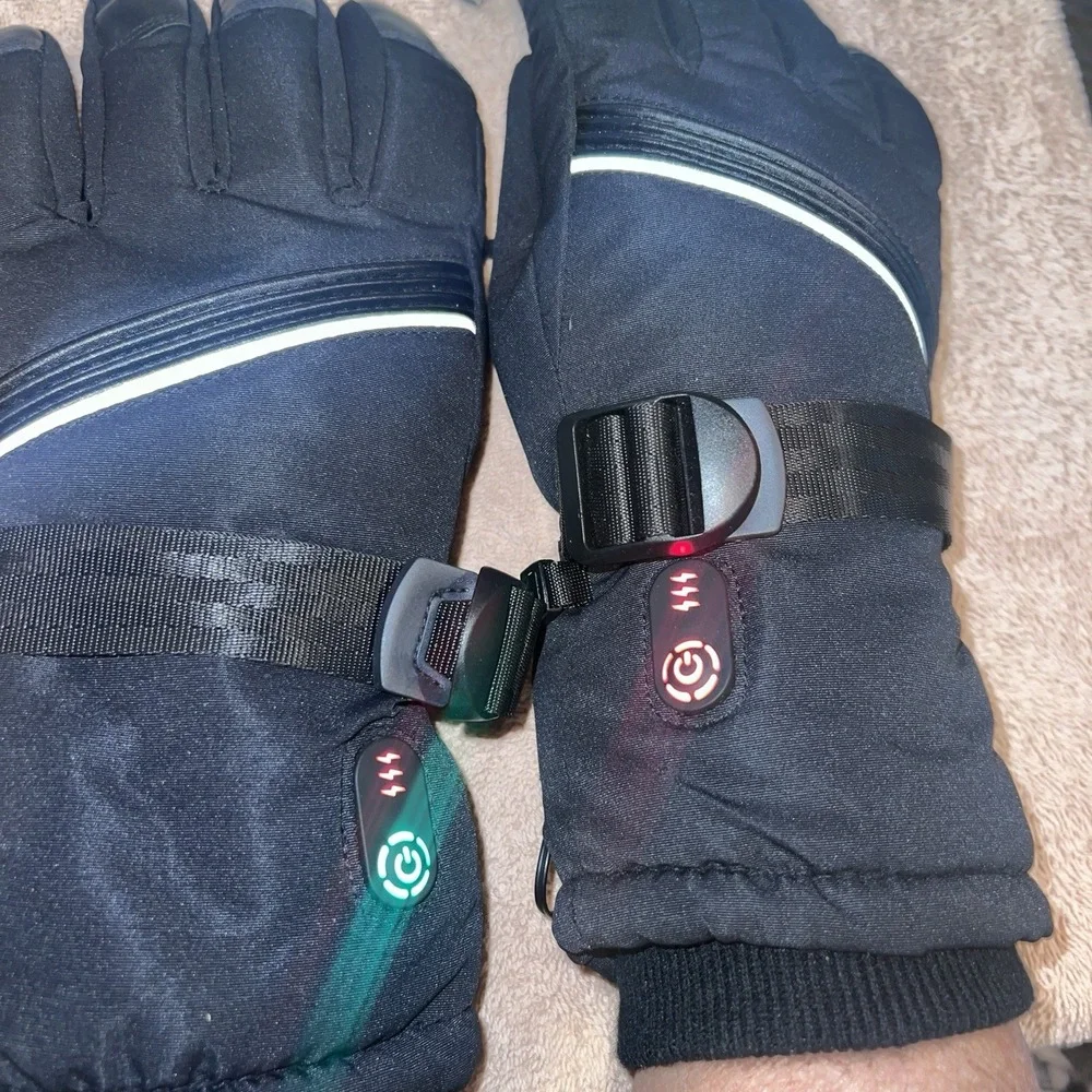 Heated Gloves Unisex w/Rechargeable Battery Waterproof Black Size Large Tested